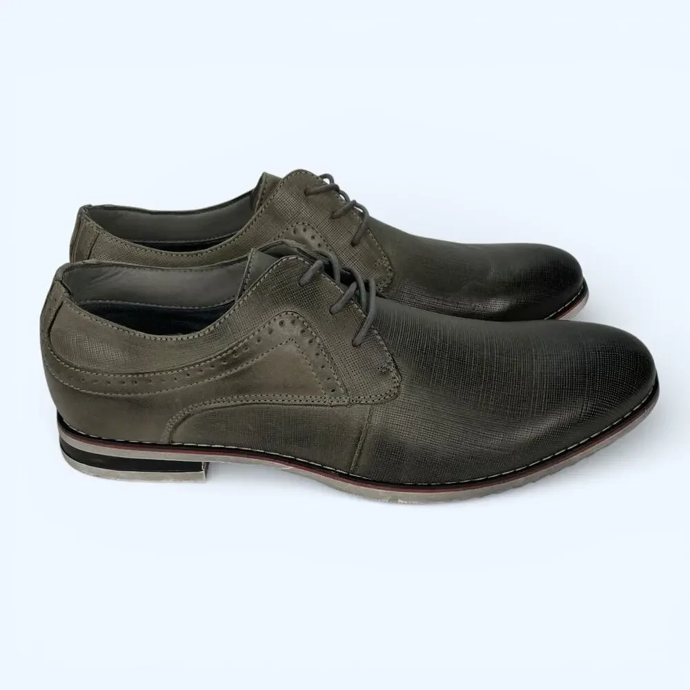 Alpine Swiss Double Diamond Men's Saffino leather Lace up Oxford Colt Gray Sz11